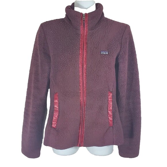 Patagonia Jackets & Blazers - Patagonia Jacket Womens XS Deep Pile Fleece Full Zip Dark Red Maroon Sherpa